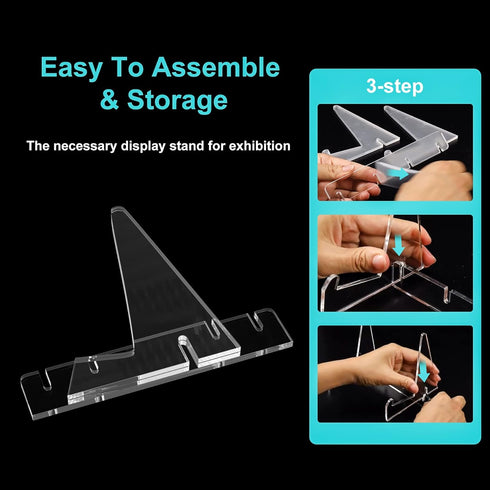 Assemble Acrylic Display Stand without Ledge, 4.5 Inch Clear Book Display Easel Holder for Display