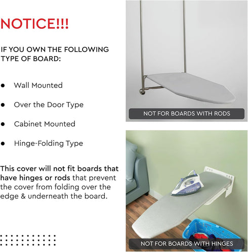 Encasa Homes Replacement Ironing Board Cover & Foam Pad, Heat Reflective 'Metallic Silver Silicone', Fits Standard