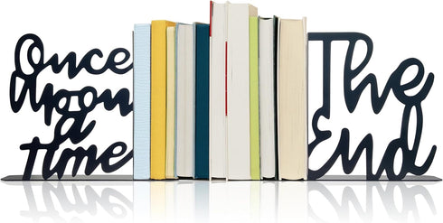 MAKABAKA Once Upon A Time Bookends,Metal Decorative Bookends,Once Upon A Time Sign for Bookshelf, Reading Nook