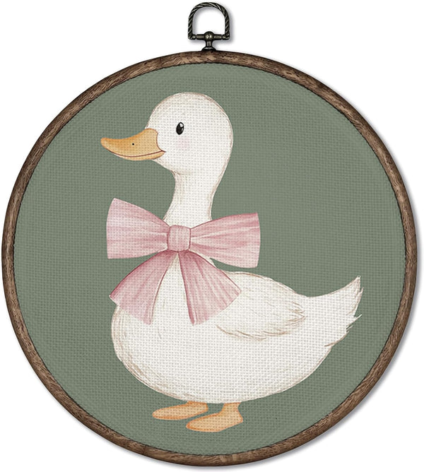 GWFSJYU Sage Green Duck Framed Wall Art, Duck Nursery Decor, Vintage Animal Ducks