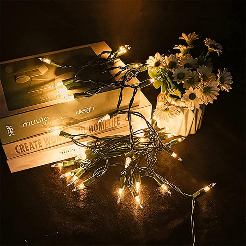 35 Count 8.5 Set MULTI-SPARKING Clear Christmas String Lights - Warm White Incandescent Mini Christmas Lights for Small