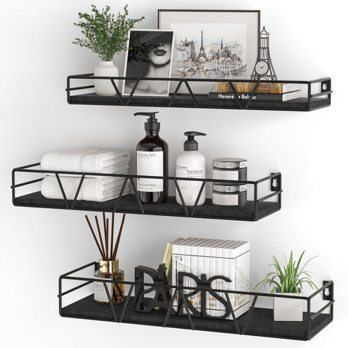Amaoot Floating Shelves Set of 3, Home Wood Wall Shelf, Farmhouse Shelf