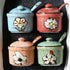 VanEnjoy Retro Hand Painted Flower Ceramic Round Sugar Bowl, Porcelain Spice Container with Spoon