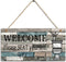 Printed Wood Plaque Sign - Welcome Sign, Please Seat Yourself Wall Art, Size 11.5" x 6" (Blue-Black)
