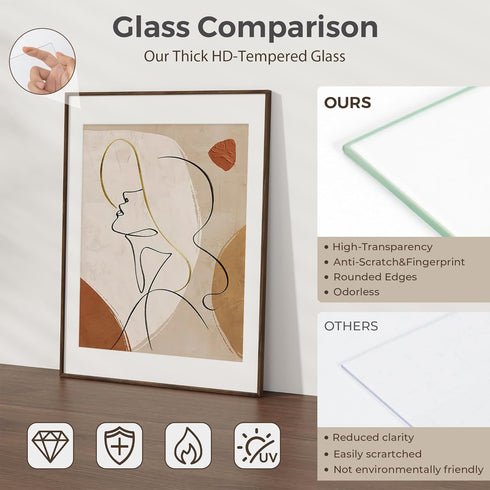 6x8 6x8 5x7, Fun Memories Picture Frame, Natural Solid Walnut Wood Photo Frame with HD Tempered Glass, Modern Simple