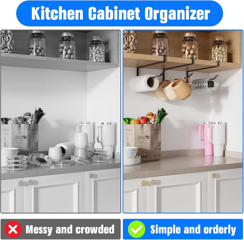 Poerlve Cabinet,6PCS Tumbler Lid Organizer Inside Coffee Mug Holder, Space Saving Cup Rack for Kitchen Storage