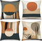 Boho Pillow Covers 18x18 Inch, Mid Century Abstract Sun Throw Pillow Covers, Terracotta and Yellow Linen, Set of 4