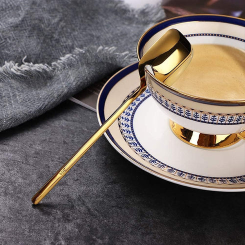 IQCWOOD Coffee Spoons, 5.6 Inches Demitasse Espresso Stainless Steel Small Spoon, Set of 6 Gold Teaspoons