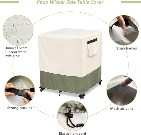 32 32 18 inches,600D Outdoor Ottoman Cover W x D x H Heavy Duty Waterproof Patio Ottoman Cover,Patio End Table Covers