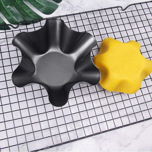 Tortilla Pan Set | 6 Pack Carbon Steel Non-Stick Taco Salad Bowl Maker with Silicone Potholder