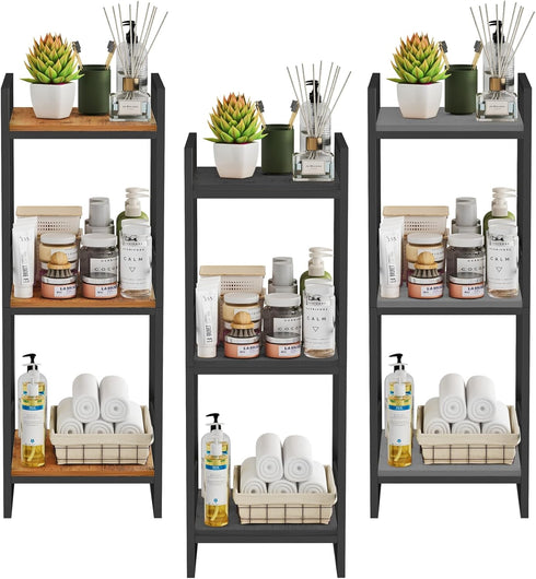 3 BYFU Tier Bathroom Storage Open Shelf, Freestanding Metal Corner Storage Rack Shelving Unit for Bathroom Kitchen