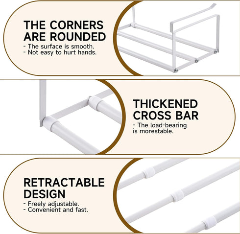 Closet, Organization(White,2PCS) Expandable Hanging Shoe Rack Organizer for Adjustable Shoe Rack Under Cabinet Shelf