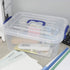 2 Packs Plastic Stackable Storage Boxes - Transparent Lid and Deep Blue Handle, Holds 8 Quart