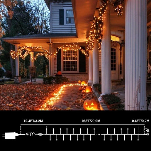 99ft 300 16Lighting LAMPHOME Halloween Lights, LED Transparent Wire Fairy Starry String Light Plug in, Modes for Indoor