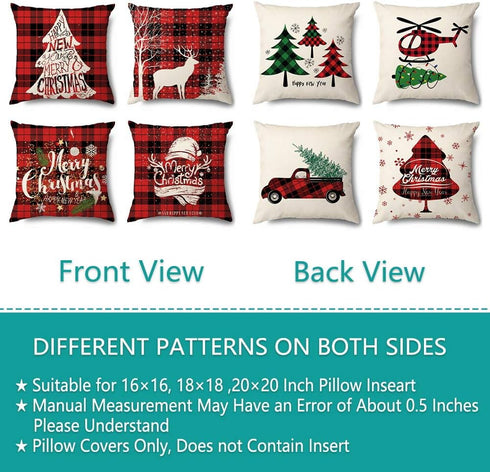 Coeufuedy Buffalo Plaid Christmas Pillow Covers - 18x18 Inch Farmhouse Decor, Set of 4