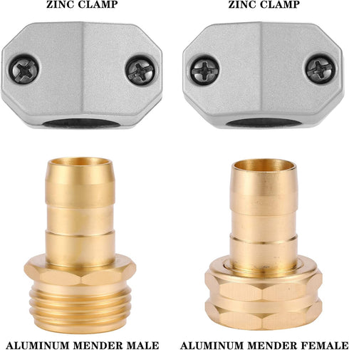 Zinc and Aluminum Male and Female Coupling, 2 Pack Garden Hose Repair Fitting, Fits 5/8-Inch and 3/4-Inch