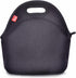 yookee home Black Insulated Lunch Bag, Thick Reusable Thermal Lunch Tote, Small Neoprene Lunchbags with Zipper