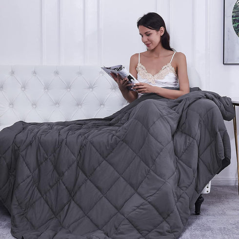 48"x72", 15lbs, L'AGRATY Weighted Blanket for Adults- Dark Grey, Twin Full Size Heavy Throw Blanket, Cooling