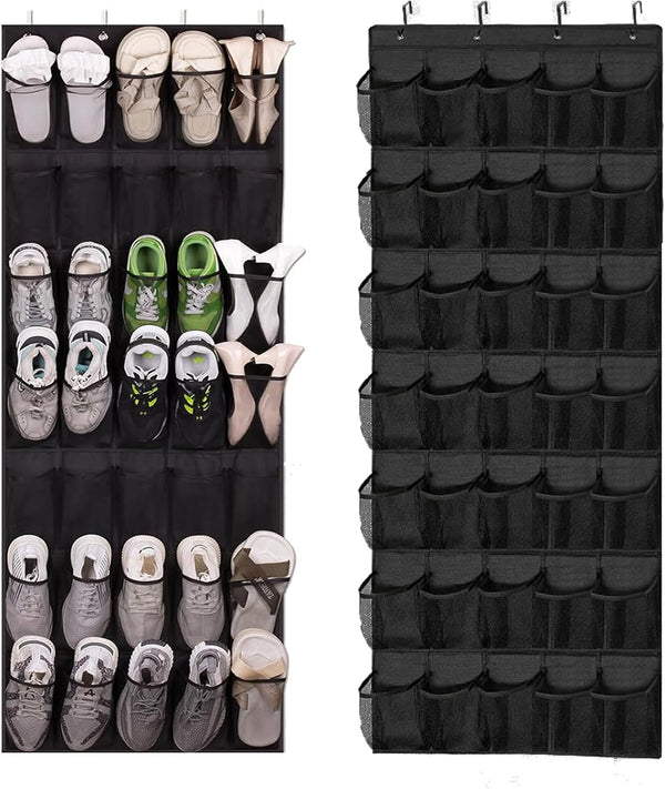 Mosghuiy Over The Door Shoe Organizer, 35 Mesh Pockets Shoe Rack for Closet,
