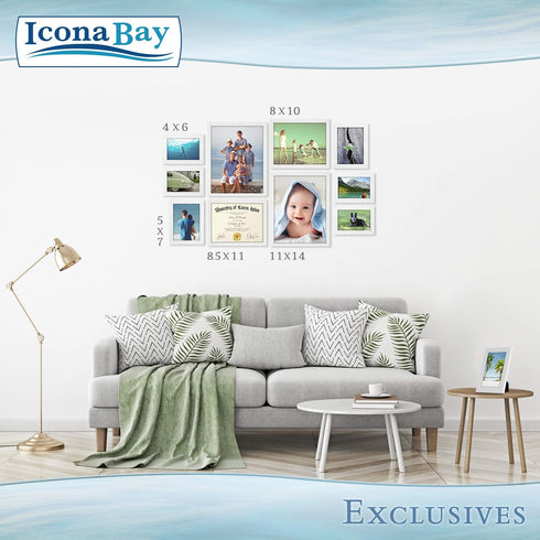 Icona Bay 11x14 White Picture Frame, Sturdy Wood Composite, Sleek Design, Wall Mount Only, Exclusives Collection