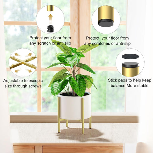 8 9 10 11 12 inches 1Pack, H HOMEXIN Metal Plant Stands for Indoor Plants Adjustable for Planter Mid Century Stable
