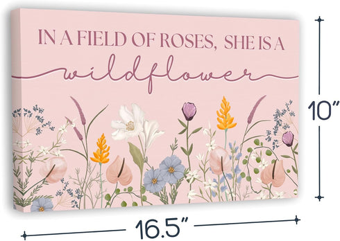 HoneyKICK 16.5" 10" Nursery Wall Art Dcor For Baby Girl Room - In a Field of Roses She is a Wildflower - Sized x