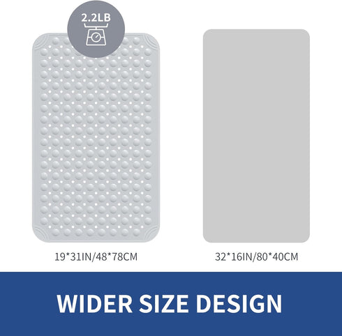 31"x 19" OTHWAY Non Slip Bathtub Mat, TPE Bath Mat for Tub with Drain Holes and Suction Cups, Anti-Slip Mats for Kids