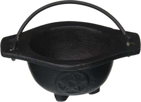 New Age Imports Inc. Small Pentagram Cast Iron Cauldron, 3 inches Diameter