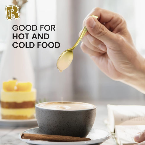 100 Pack Gold Small Spoons - 4 Inch Heavy Duty Mini Spoons for Dessert, Ice Cream, Tastings & Cocktails, BPA Free