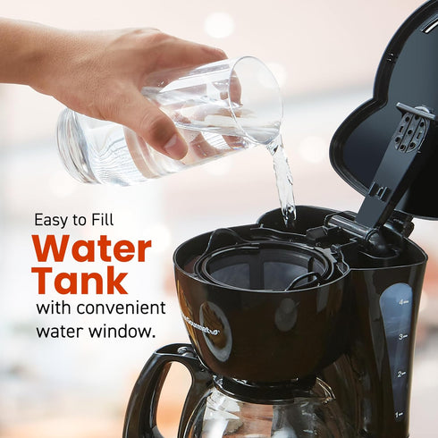 Elite Gourmet EHC4128 Automatic 4-Cup Brew & Drip Coffee Maker with Glass Carafe, Reusable Filter, Black