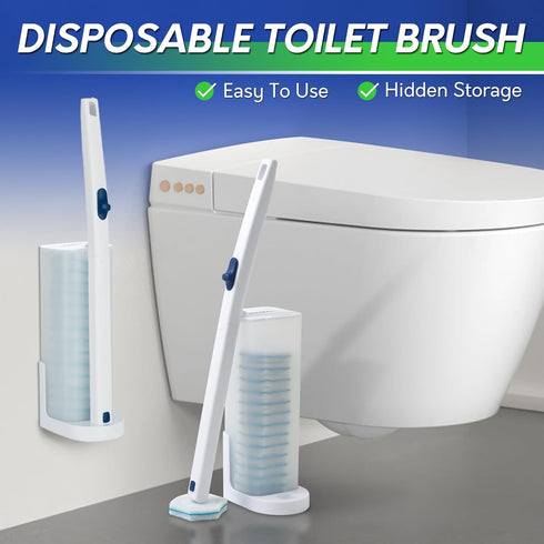 BOOMJOY Disposable Toilet Brush Set with 15 Wand Refills, Toilet Bowl Cleaner Wand with Holder for Bathroom