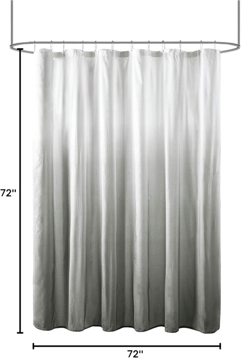Madison Park Ara Shower Curtain, Modern Bathroom Decor, Seersucker Design Ombre Print, Fabric Privacy Screen, Machine