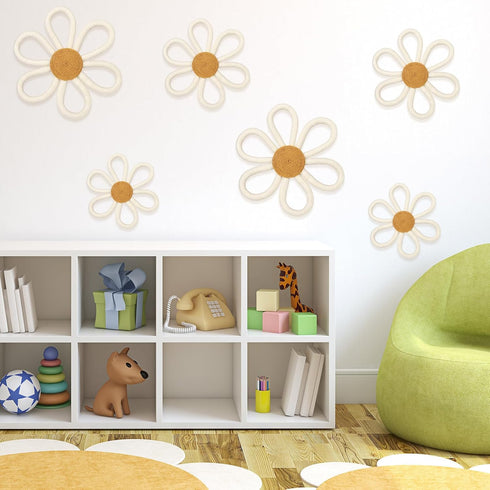 6 3 Barydat Pcs Boho Nursery Decor Daisy Flower Woven Macrame Wall Hanging Size Daisy Flower Wall Decor Bohemian