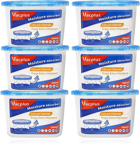 Vacplus Moisture Absorbers 6 Pack, Portable Humidity Absorber Boxes for Your Bathroom,