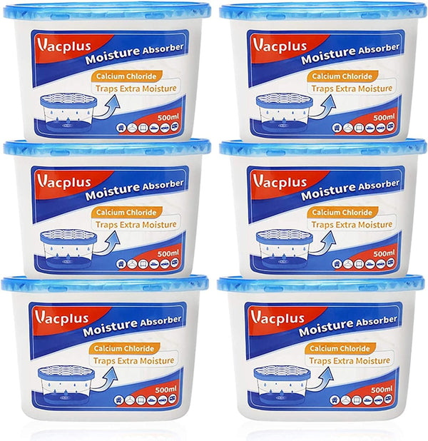 Vacplus Moisture Absorbers 6 Pack, Portable Humidity Absorber Boxes for Your Bathroom,