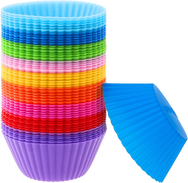 54 Pack Silicone Muffin Cups, Selizo Reusable Cupcake Baking Cups for Muffins, Cupcakes, and Candies