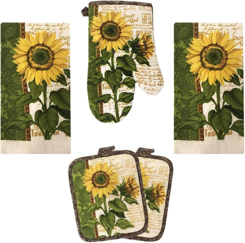 Lobyn Value Packs Kitchen Towel, 5 Piece Linen Set, Sunflower