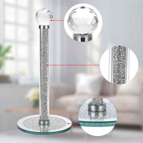 Sumnacon Countertop Countertop Paper Towel Holder,Crystal Free Standing Paper Towel Roll Holder for Bathroom Bling