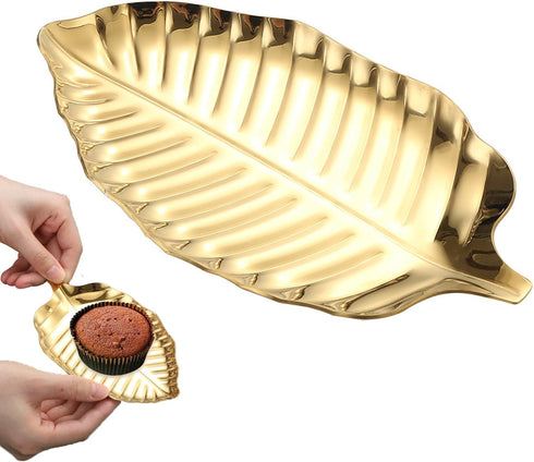Gold Spoon Rest for Kitchen Counter, Stainless Steel Leaf Holder for Stove Top