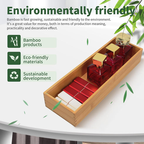 Bamboo Drawer Organizer, Kitchen Utensil Organizer, Office Supplies Desk Organizer, 12"*4"*2"