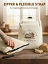 Weenkler 2 Pack Beeswax Bread Bag Reusable Linen Storage Bags with Zipper and Straps for Homemade Sourdough Loaf Breads