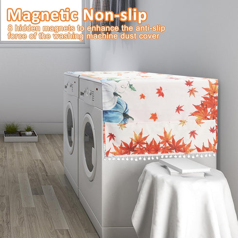 Washer and Dryer Covers for the Top, 75 x 23.6 Inches Non-Slip Magnet Cover with 8 Storage Pockets for Laundry