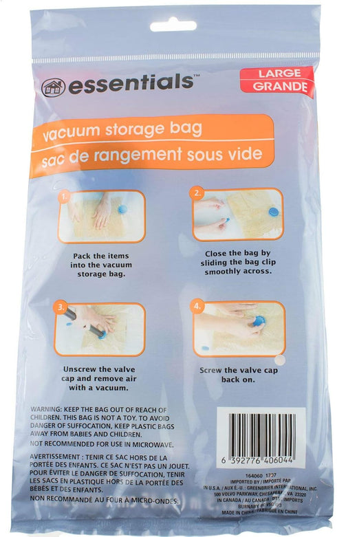 3 NEW ESSENTIALS Large VACUUM STORAGE BAG SPACE SAVER 17.5 in x 27.5 in