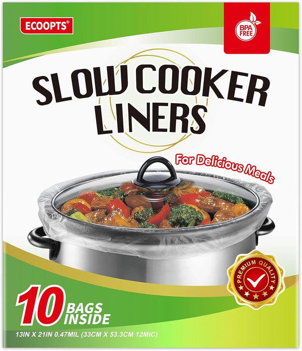 Large Slow Cooker Liners, Disposable Cooking Bags for 4QT to 8.5QT Oval & Round Pots, 10 BAGS