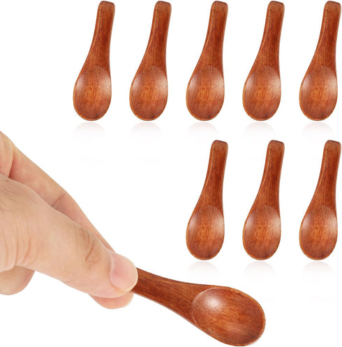 NQEUEPN 8 Pcs Handmade Tiny Wooden Spoons, 2.36in Small Spoons for Spices Mini