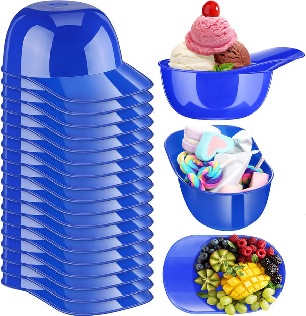 Baseball Helmet Ice Cream Snack Bowl, 8 oz Mini Baseball Cap Bowls for Kids Party (Dark Blue, 18 Pack)