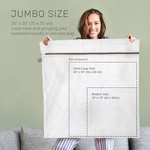 Large Mesh Laundry Bags for Delicates, 2 Jumbo XXL Durable Wash Bags with Zipper, Organizer for Clothes