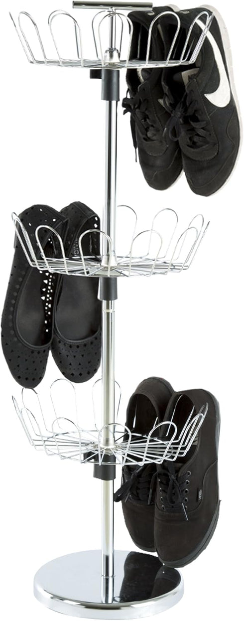 3-Tier 18 Lavish Home Rotating Shoe Rack Organizer - Shoe Storage Organizer Holds Pairs - Freestanding Vertical