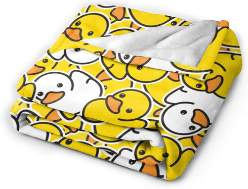 Perinsto 80"X60" Cute Rubber Ducks Throw Blanket Ultra Soft Warm All Season Cartoon Duckies Decorative Fleece Blankets