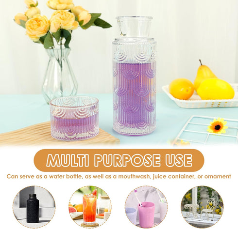 1Pcs Set Set Clear Night Carafe and Glass Dust Proof Glass Water Bottles with Cup Kit Versatile Night Water Bottle